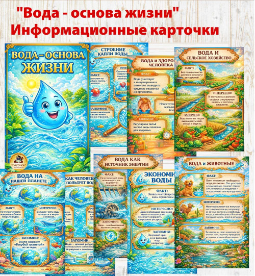 "Вода - основа жизни" Информационные карточки "Вода - основа жизни" Информационные карточки