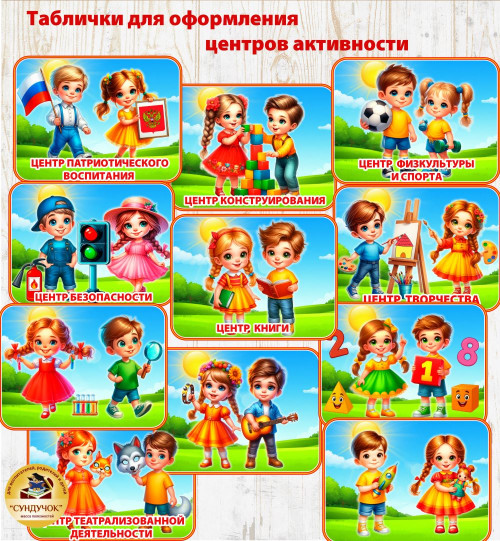 Таблички для оформления центров активности (РППС)